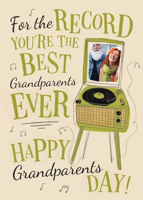 For The Record Music Themed Grandparents Day Photo Upload Card