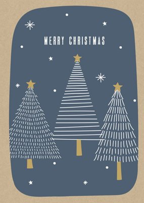 Three Tree Blue Christmas Card