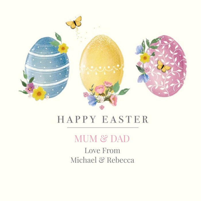 Clintons Simple Illustrated Floral Easter Egg Card