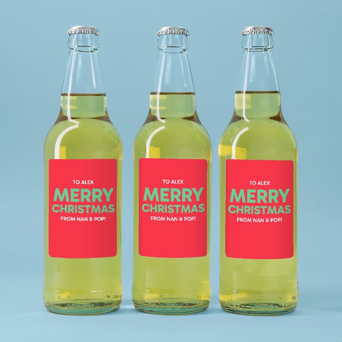 Personalised Merry Christmas Cider Trio 3x500ml