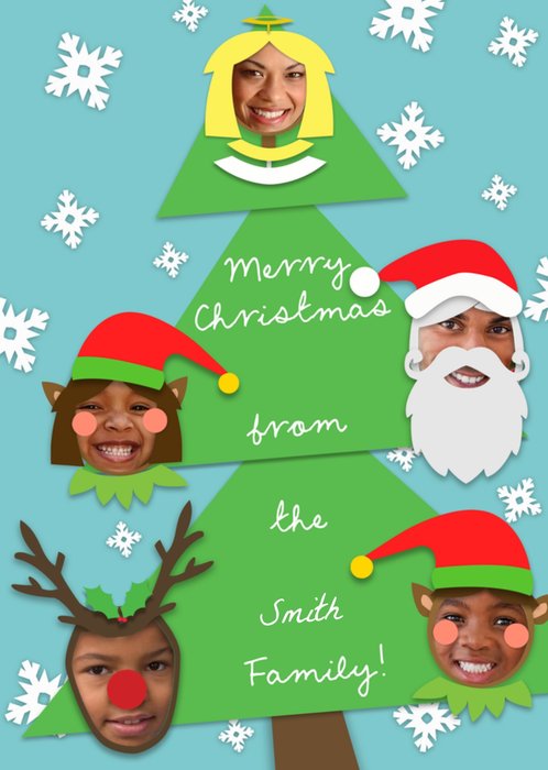 Christmas Tree With Characters Personalised Photo Upload Christmas Card