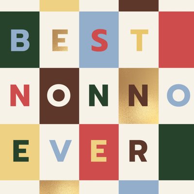 Best Nonno Ever Bright And Fun Chequerboard Typographic Card