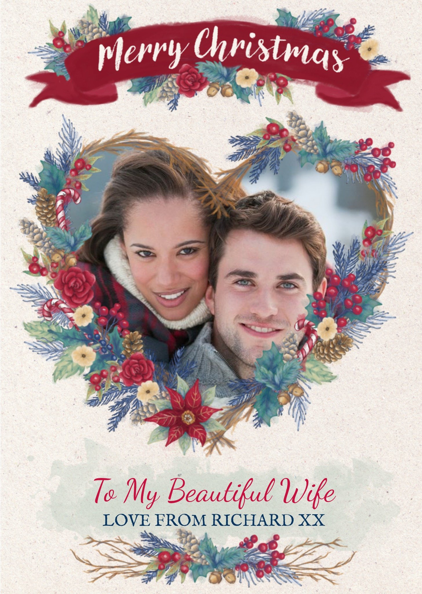 Moonpig Hope Blossoms Photo Upload Christmas Card Merry Christmas To My Beautiful Wife