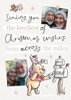 Winnie The Pooh Sending You The Loveliest Of Christmas Wishes From Across The Miles Photo Upload Card