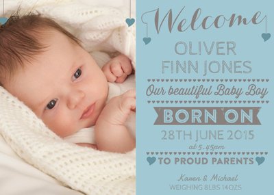 New Baby Announcement Landscape Photo Card