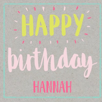 Neon Letters Personalised Name Happy Birthday Card