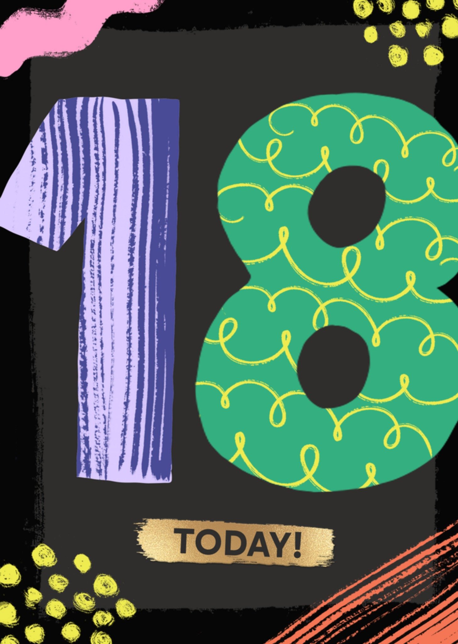Moonpig Bright & Bold Illustrated 18 Today Birthday Card
