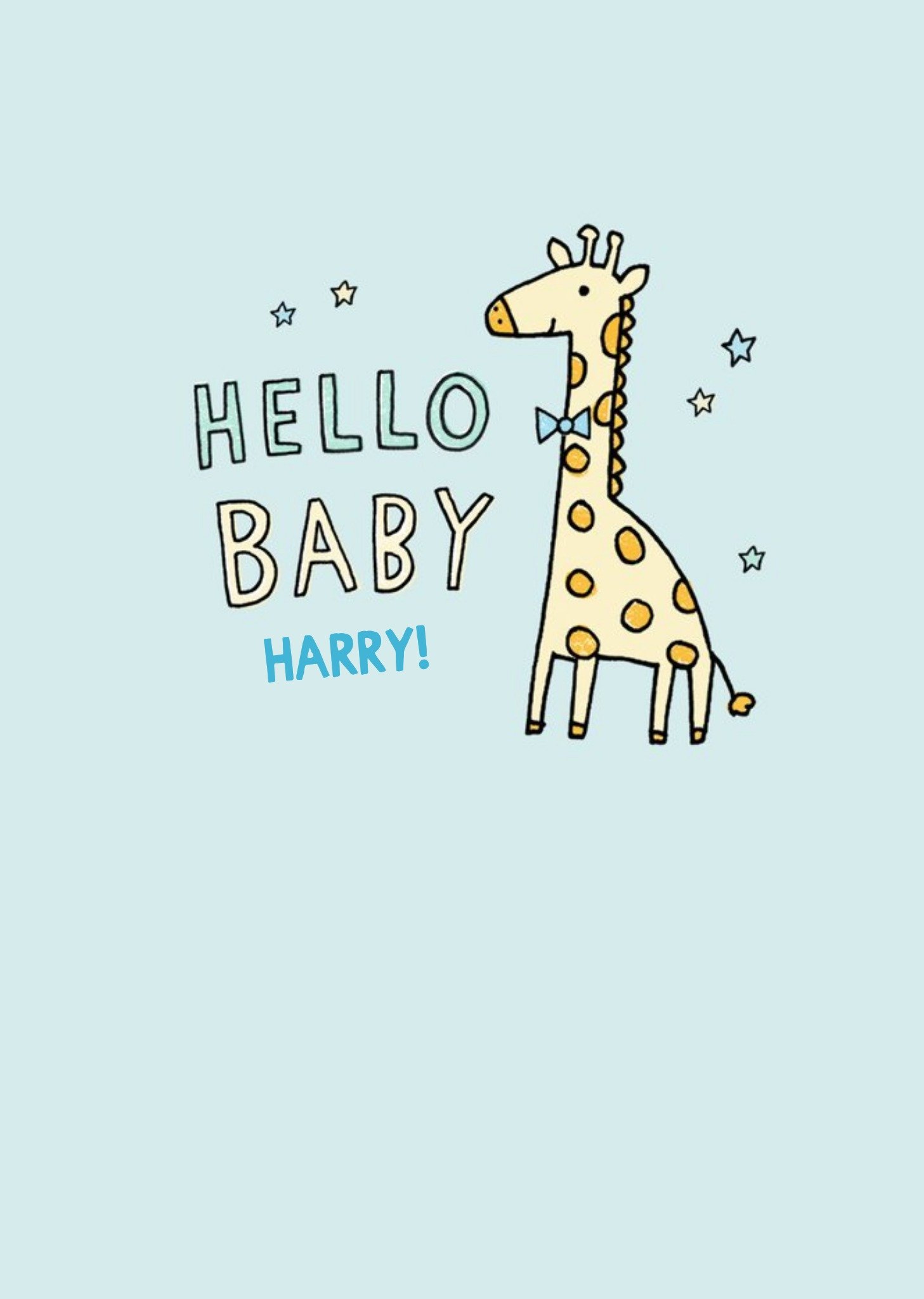 Moonpig Illustrated Giraffe Surrounded By Stars. Hello Baby, New Baby Boy Card