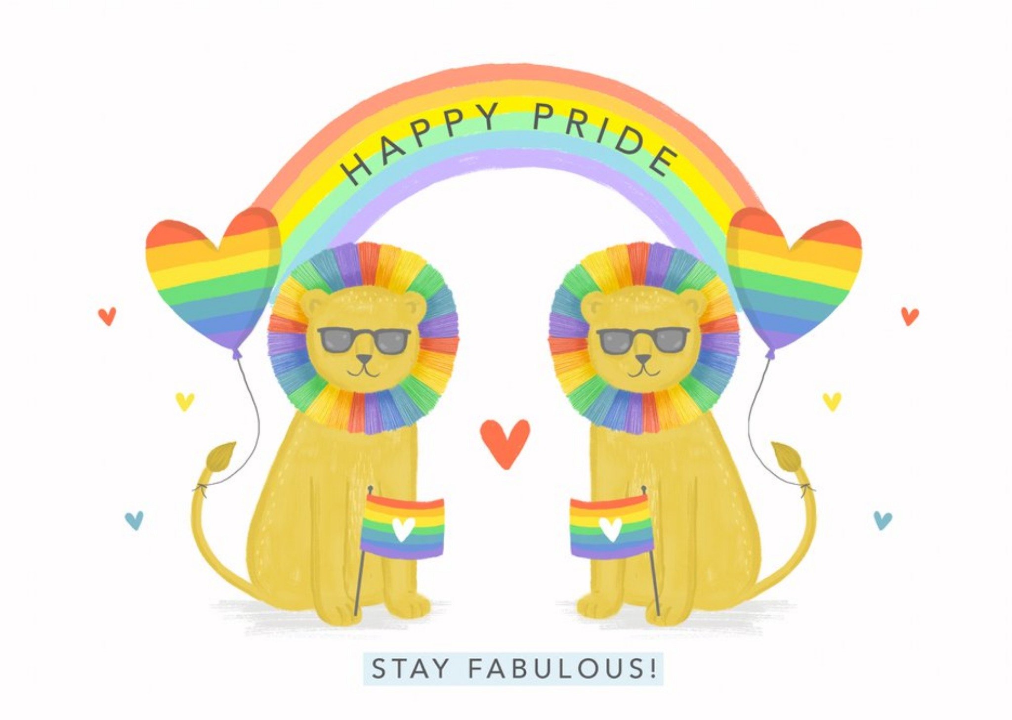 Moonpig Rainbow And Lions Stay Fabulous Pride Card