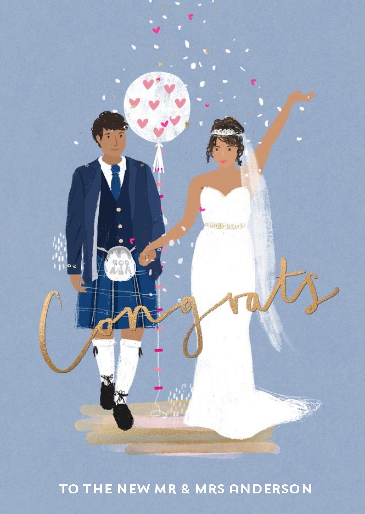 Moonpig Wedding Card - Congrats - The New Mr And Mrs - Scottish Wedding