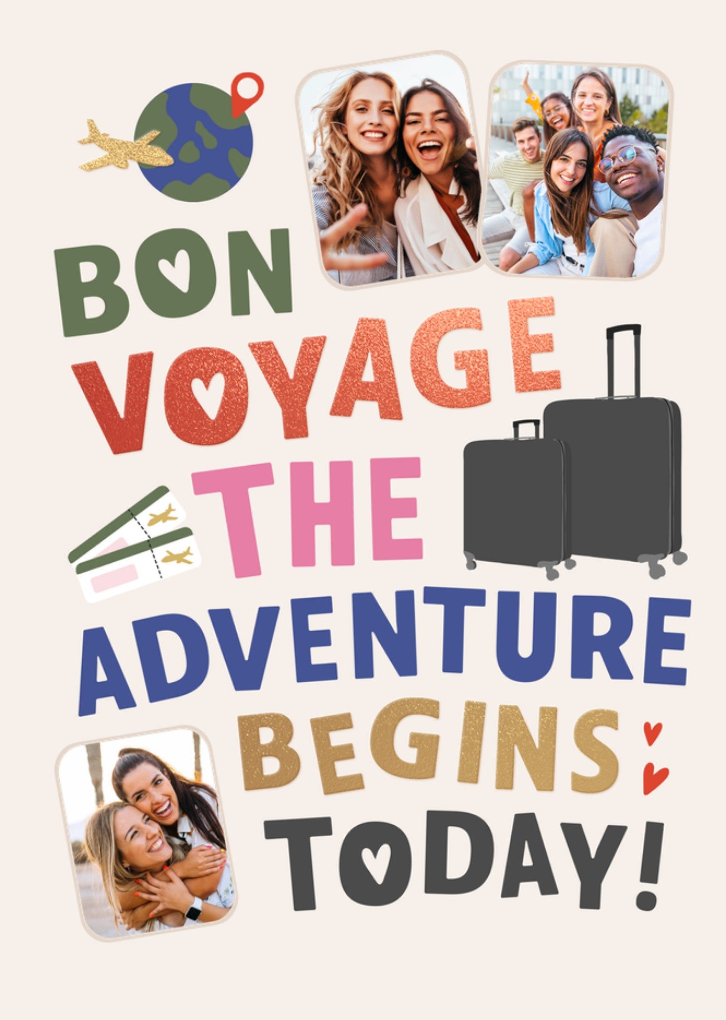 Moonpig Bon Voyage The Adventure Begins Today Photo Upload Card