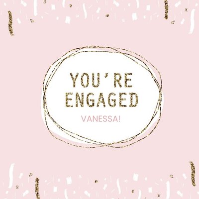 Baby Pink Streamers Personalised You're Engaged Card