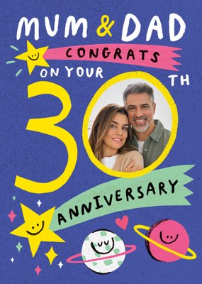 Congrats On Your 30th Anniversary Mum & Dad Photo Upload Card
