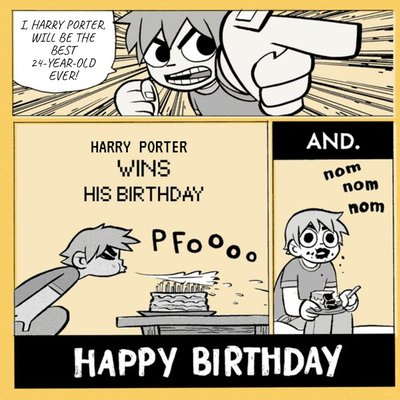 Scott Pilgrim vs. the World Birthday card - WIN!