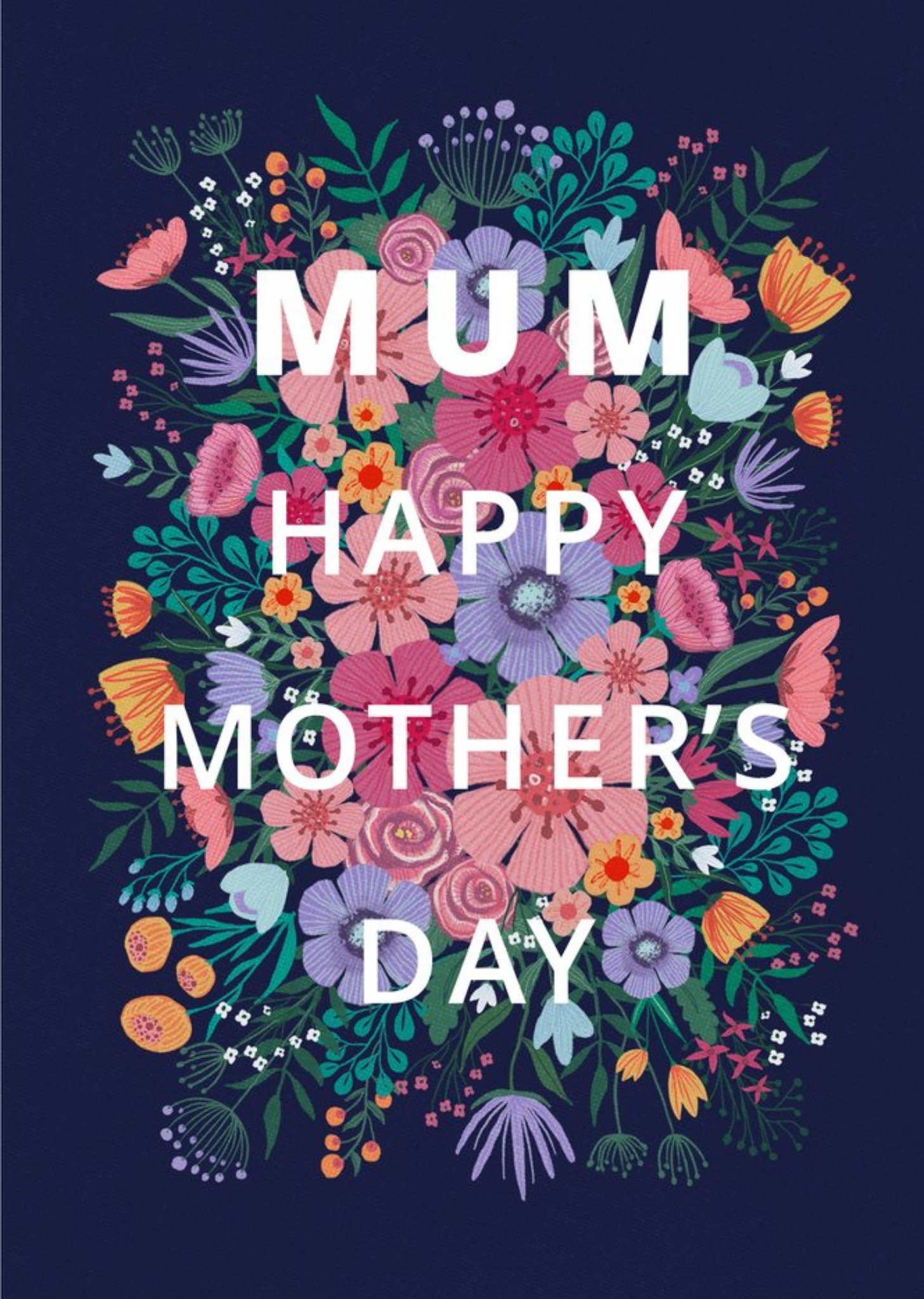 Moonpig Floral Typographic Mum Happy Mother's Day Card