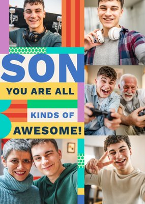 Son You Are All Kinds Of Awesome Photo Upload Birthday Card