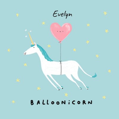 Cute birthday card - Balloonicorn