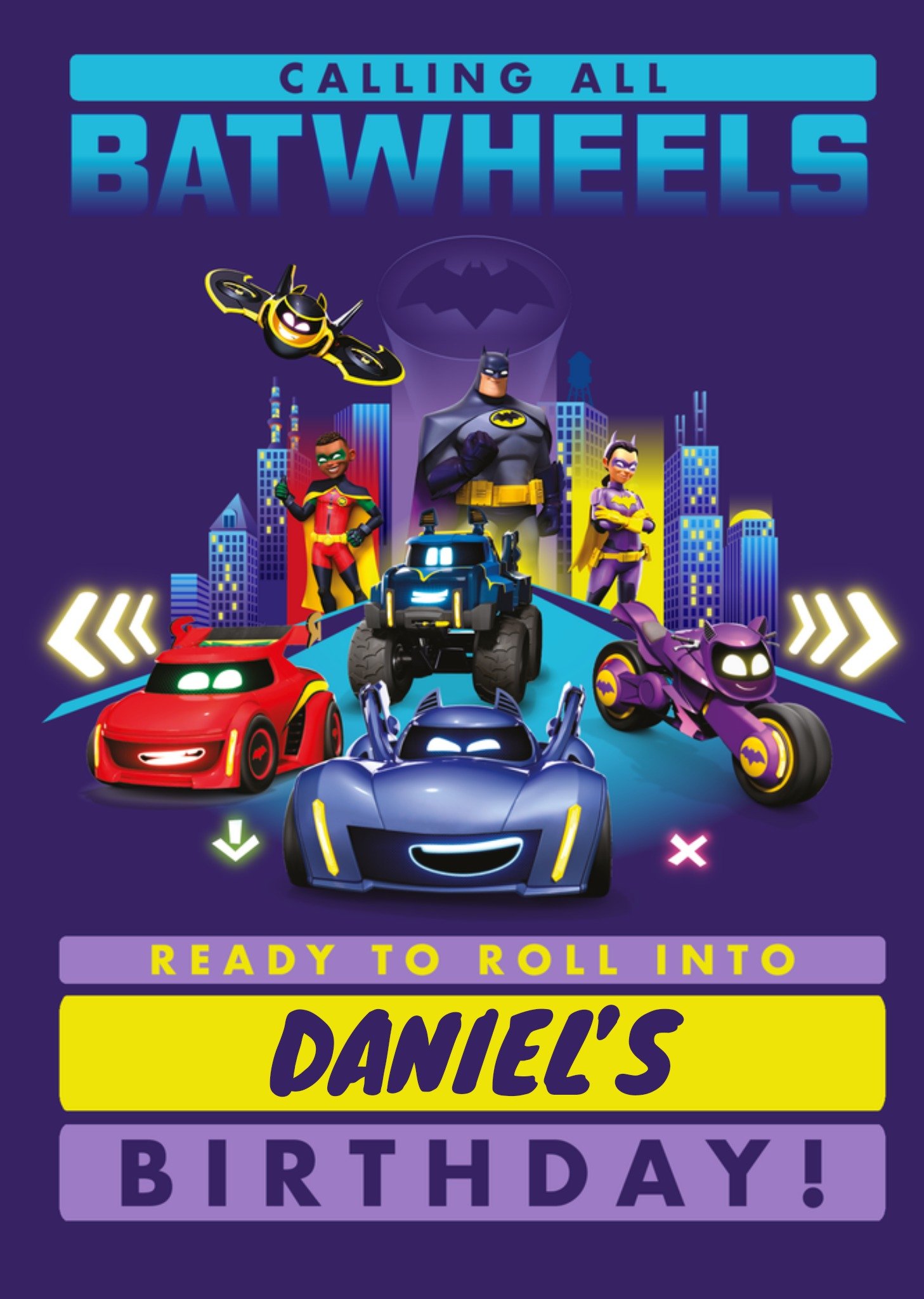 Batman Warner Bros Batwheels Ready To Roll Birthday Card