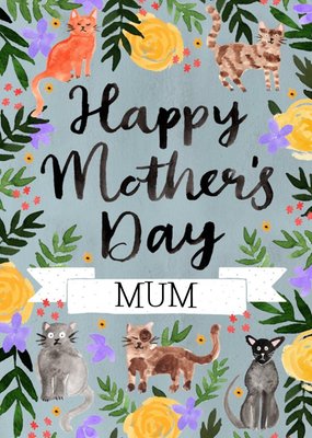 Traditional Cat themed Illustrated Mother's Day Card