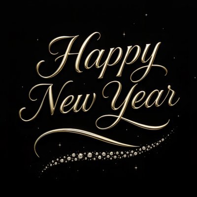 Happy New Year Gold Typography Card 