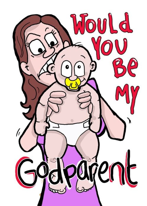 Karen Flanart Godparent For Her New Baby Invite Funny Card