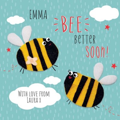 Cute Illustration Of Two Bumblebees Bee Better Soon Card