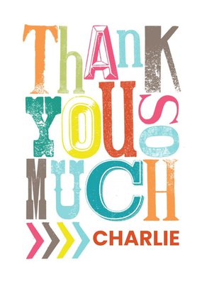 Colourful Trendy Lettering Personalised Thank You Card