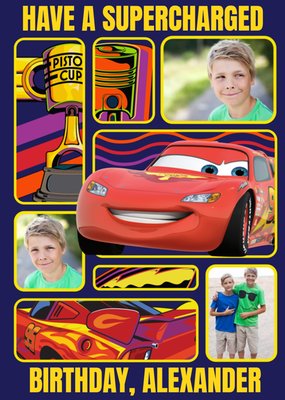 Disney Cars Lightning Mcqueen Supercharged Photo Upload Happy Birthday Card