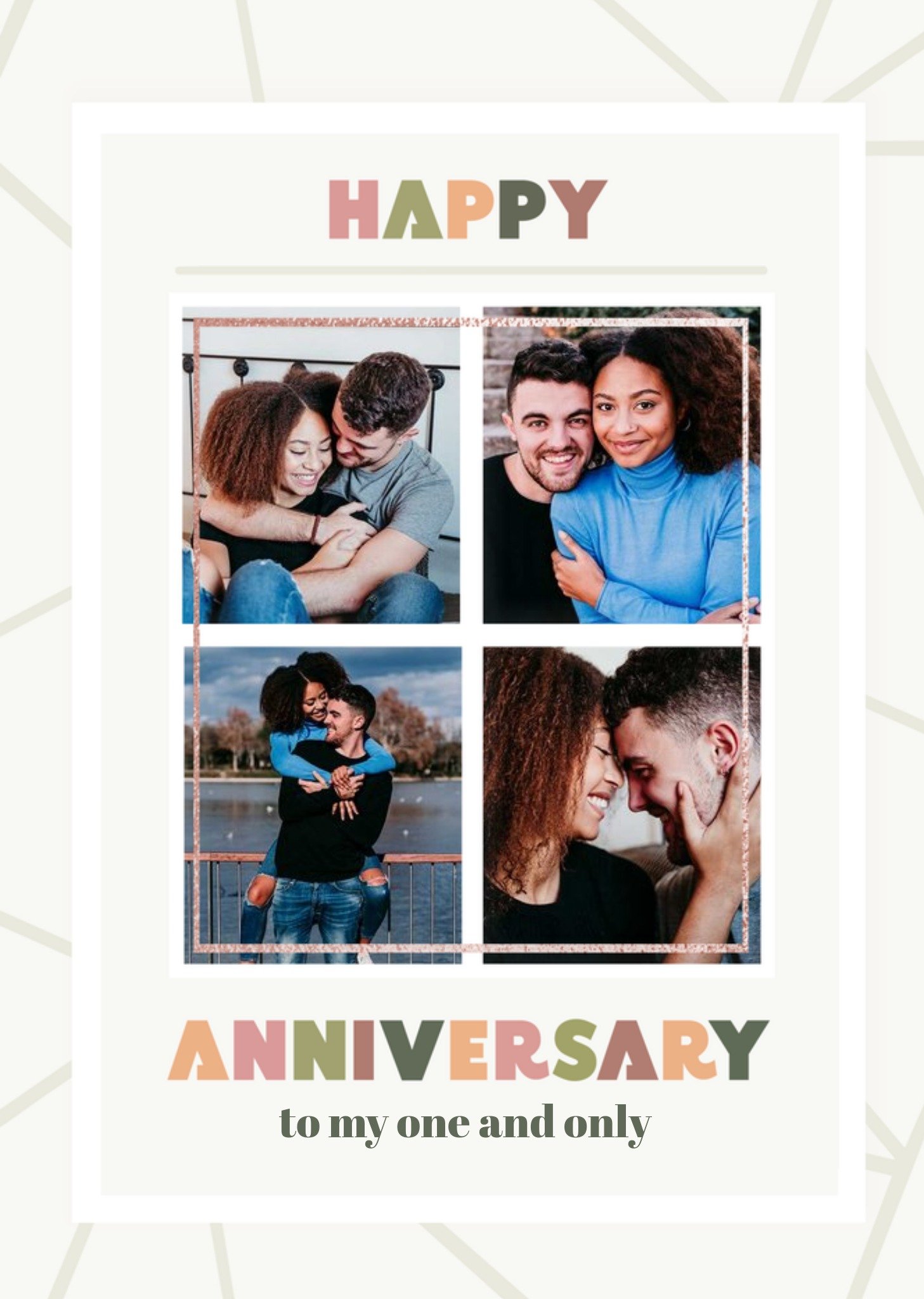 Moonpig Mulitple Photo Frames With Colourful Text Anniversary Photo Upload Card