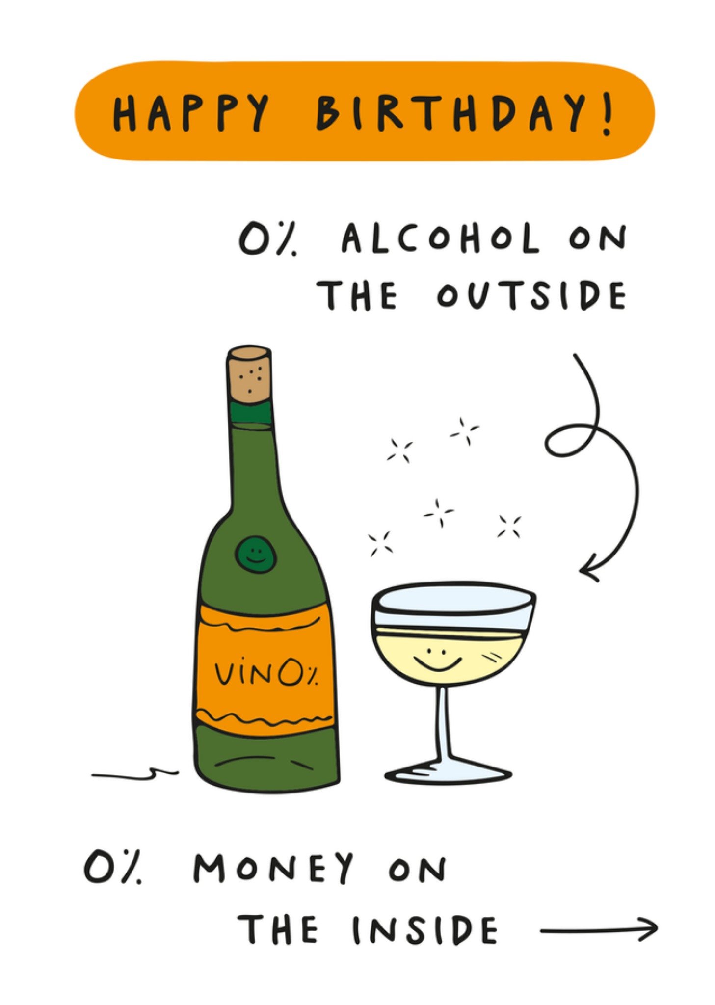 Moonpig 0% Alcohol On The Outside 0% Money On The Inside Birthday Card
