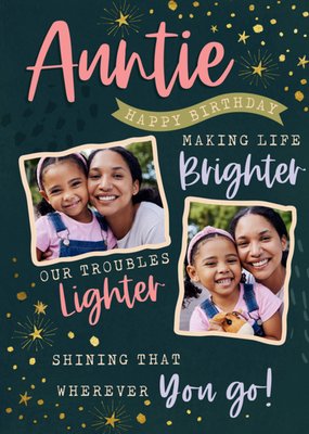 Auntie Making Life Brighter Photo Upload Birthday Card