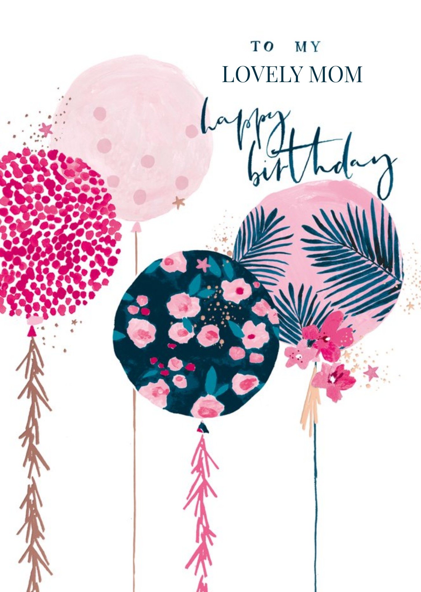 Moonpig Hotchpotch Illustrated Patterned Balloons Mom Birthday Card
