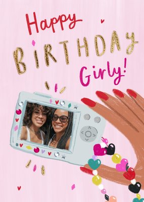 Happy Birthday Girly Photo Upload Card