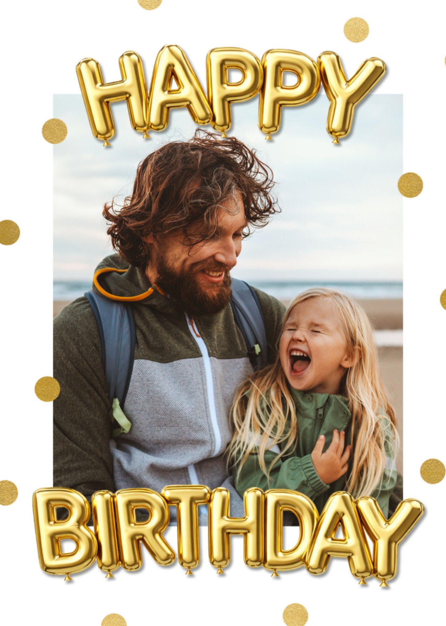 Moonpig Gold Balloon Lettering Photo Upload Birthday Card