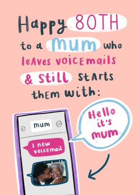 Hello It’s Mum Voicemail Joke 80th Birthday Card