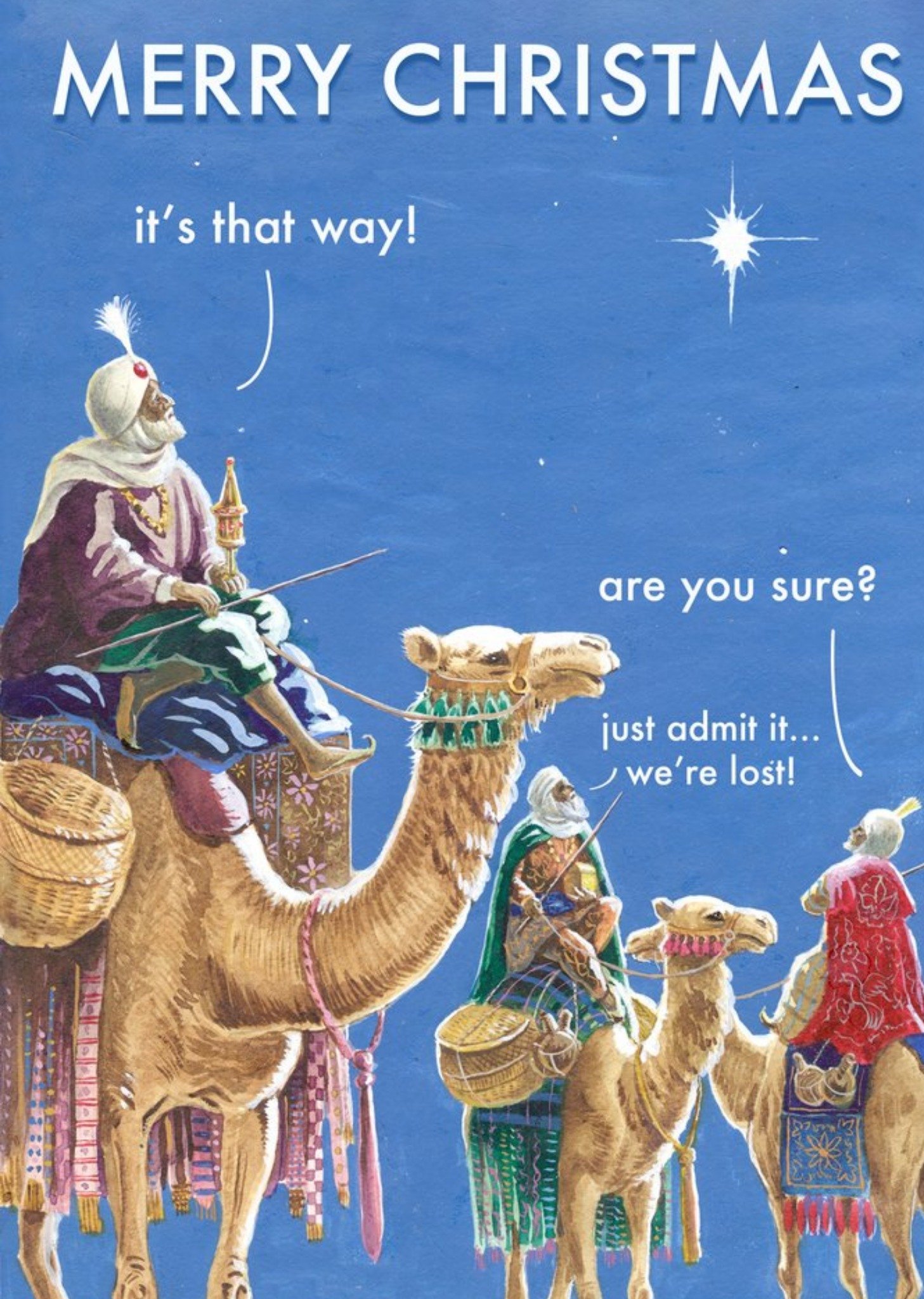 Moonpig Three Wise Men Lost On Camels Funny Merry Christmas Card