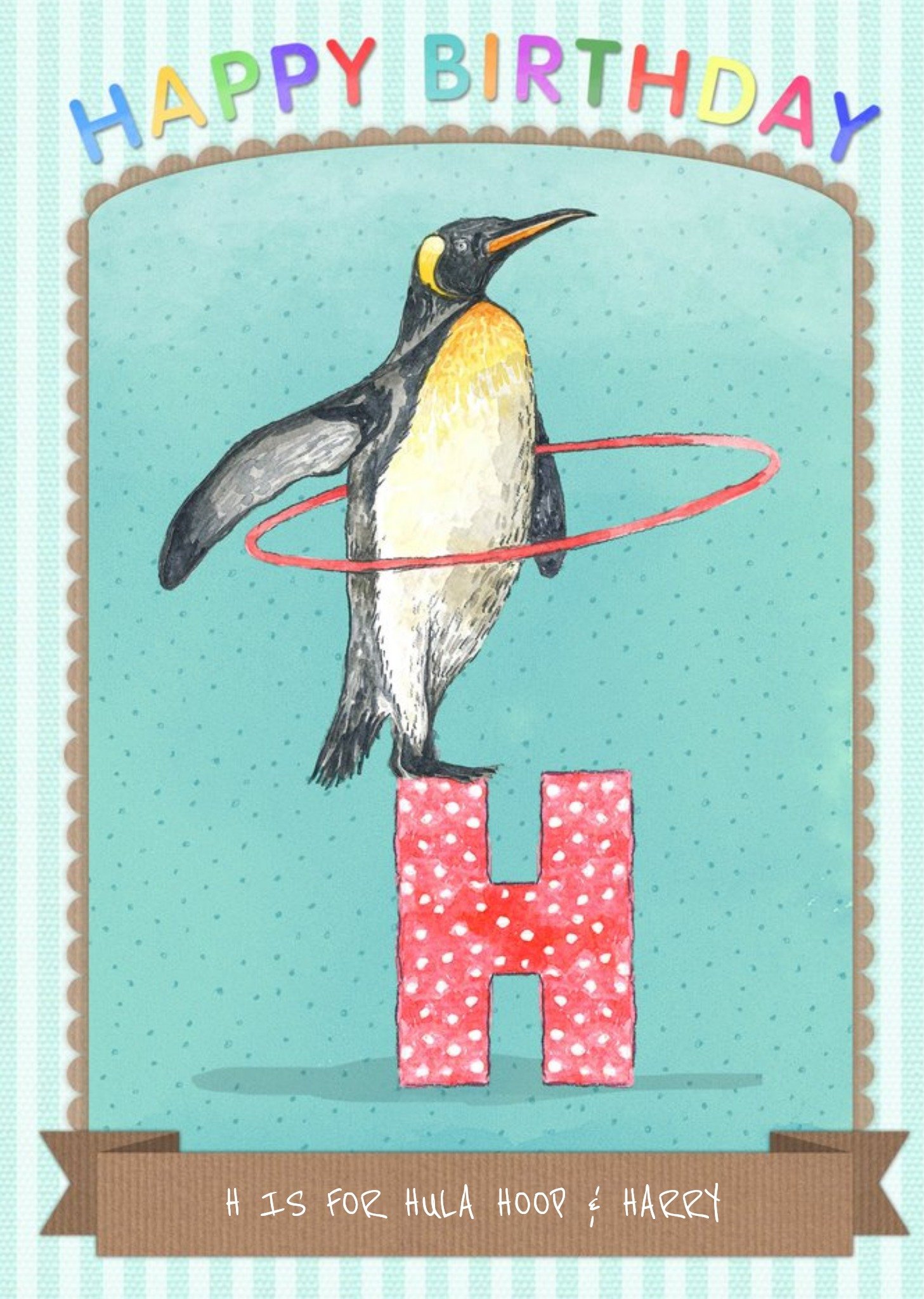 Moonpig Alphabet Animal Antics H Is For Personalised Happy Birthday Card