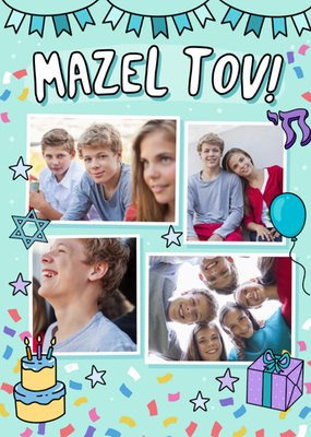 Mazel Tov Party Photo Upload Bar And Bat Mitzvah Card