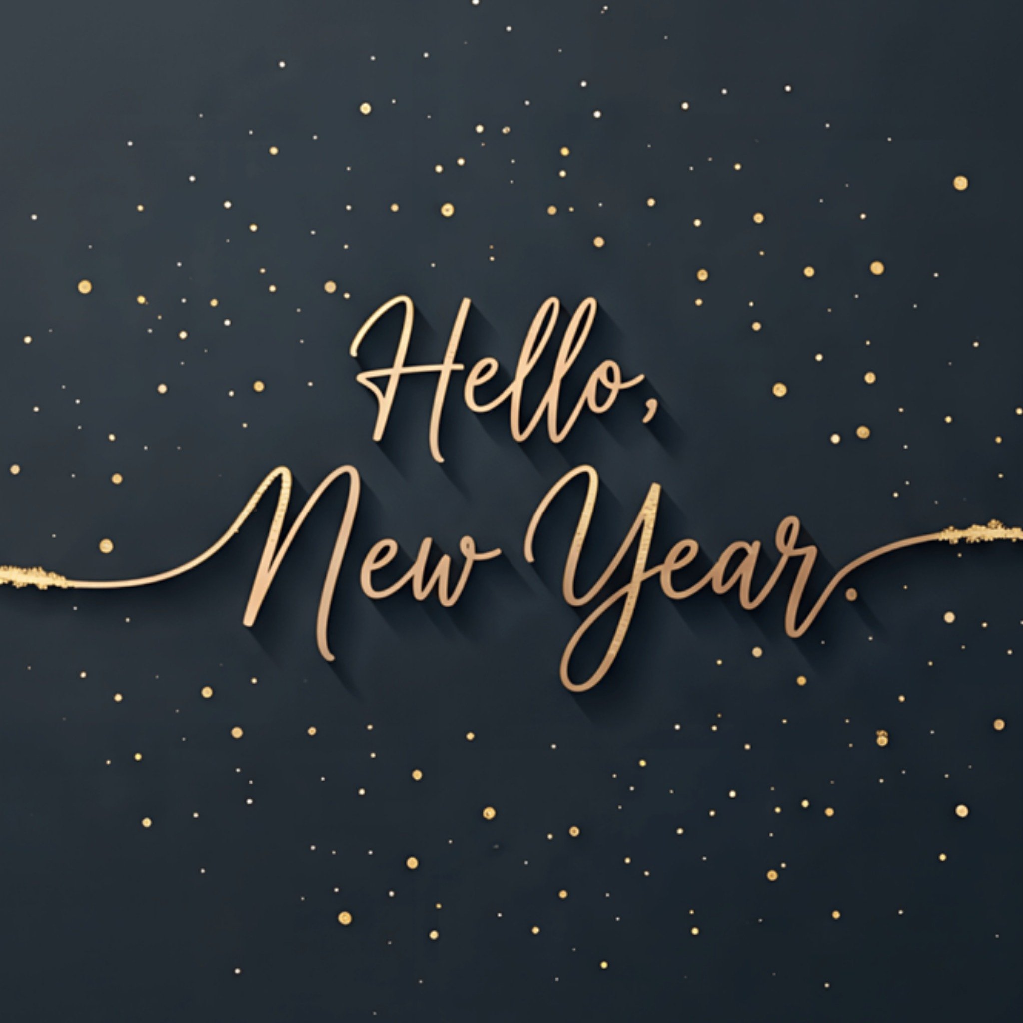 Moonpig Hello New Year Gold Typography Card