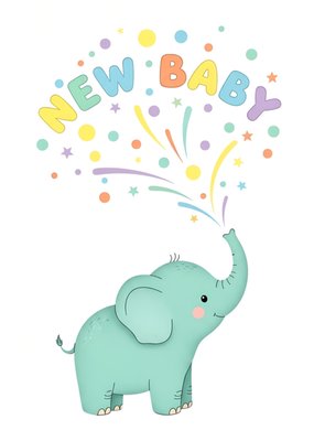 New Baby Elephant Illustrated Card
