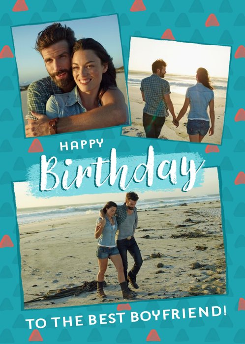 Triangle Pattern Design Happy Birthday ToThe Best Boyfriend! Photo Upload Card