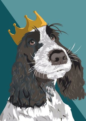 Illustrated Crown Royalty Chocolate Spaniel Dog Card