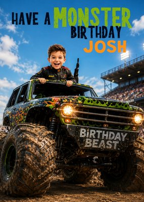 Have A Monster Birthday Face Swap Monster Truck Card
