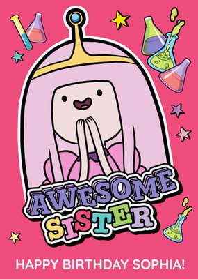 Adventure Time Awesome Sister Pink Personalised Card