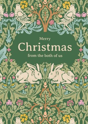 William Morris Traditional Rabbit And Flower Pattern Christmas Card