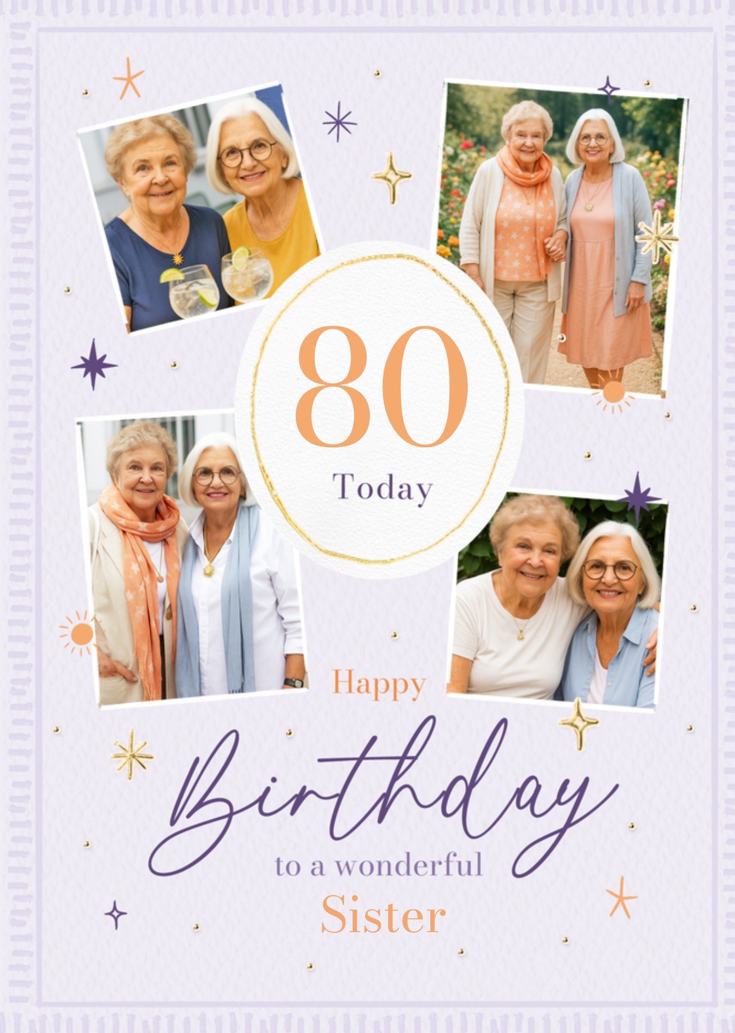 Moonpig Wonderful Sister Photo Upload 80th Birthday Card