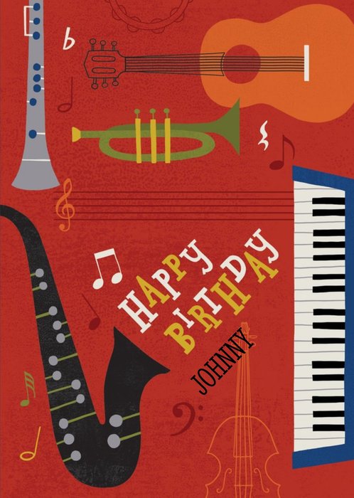 Musical Instruments Personalised Happy Birthday Card