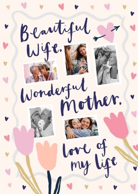 Sweet Sentiments Beautiful Wife Wonderful Mother Photo Upload Mother's Day Card