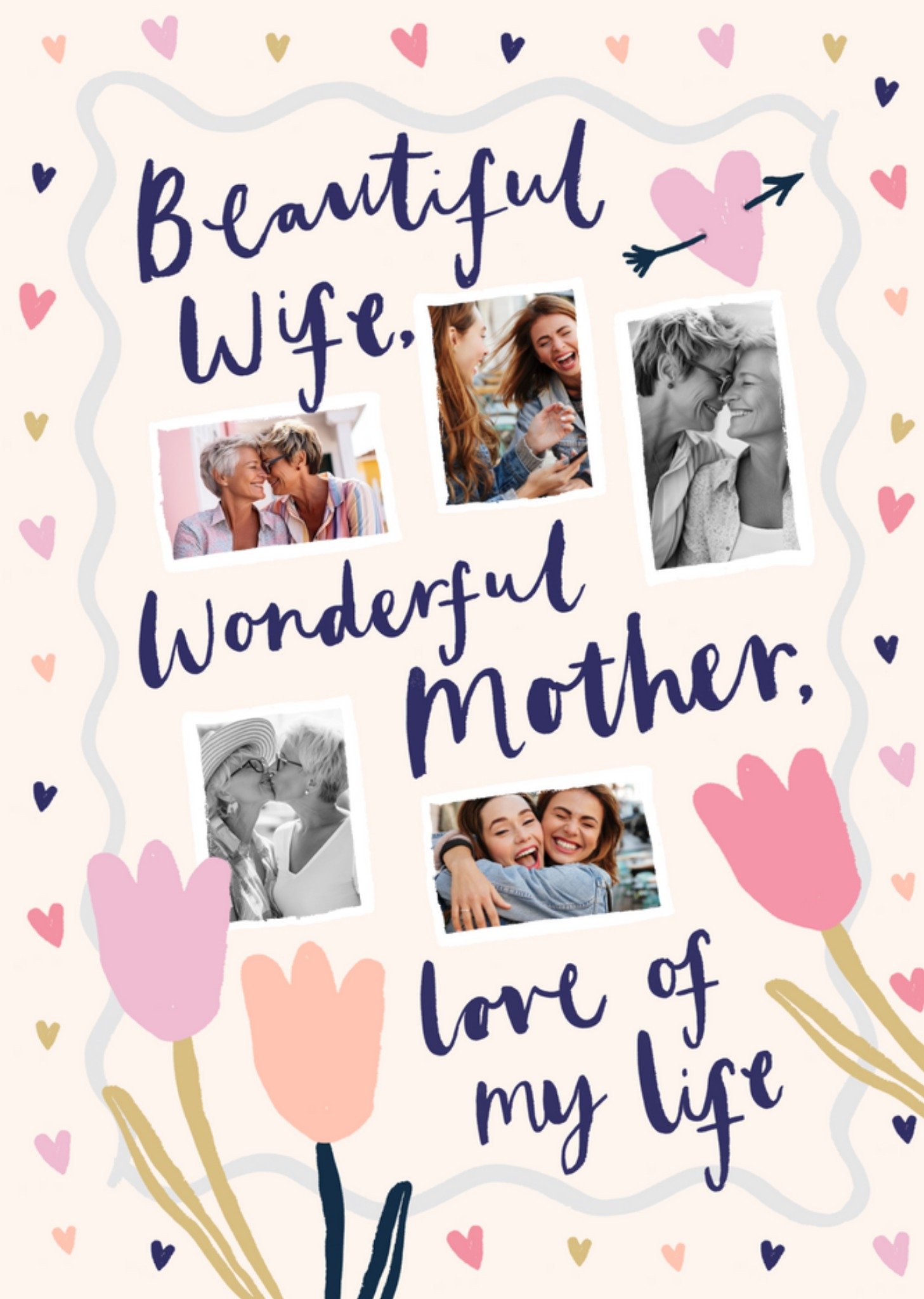 Moonpig Sweet Sentiments Beautiful Wife Wonderful Mother Photo Upload Mother's Day Card Ecard