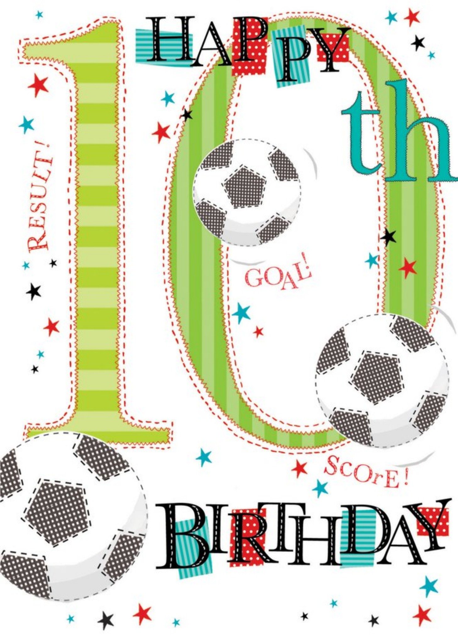 Moonpig Typographic Football Happy 10th Birthday Card